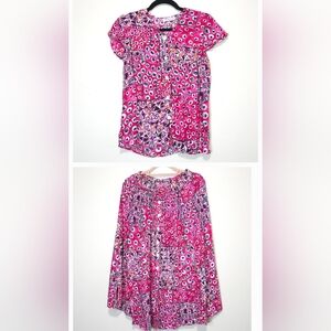 ​Vintage 90s Pink Abstract Geometric Skirt & Top Matching Set Sz Medium Dopamine